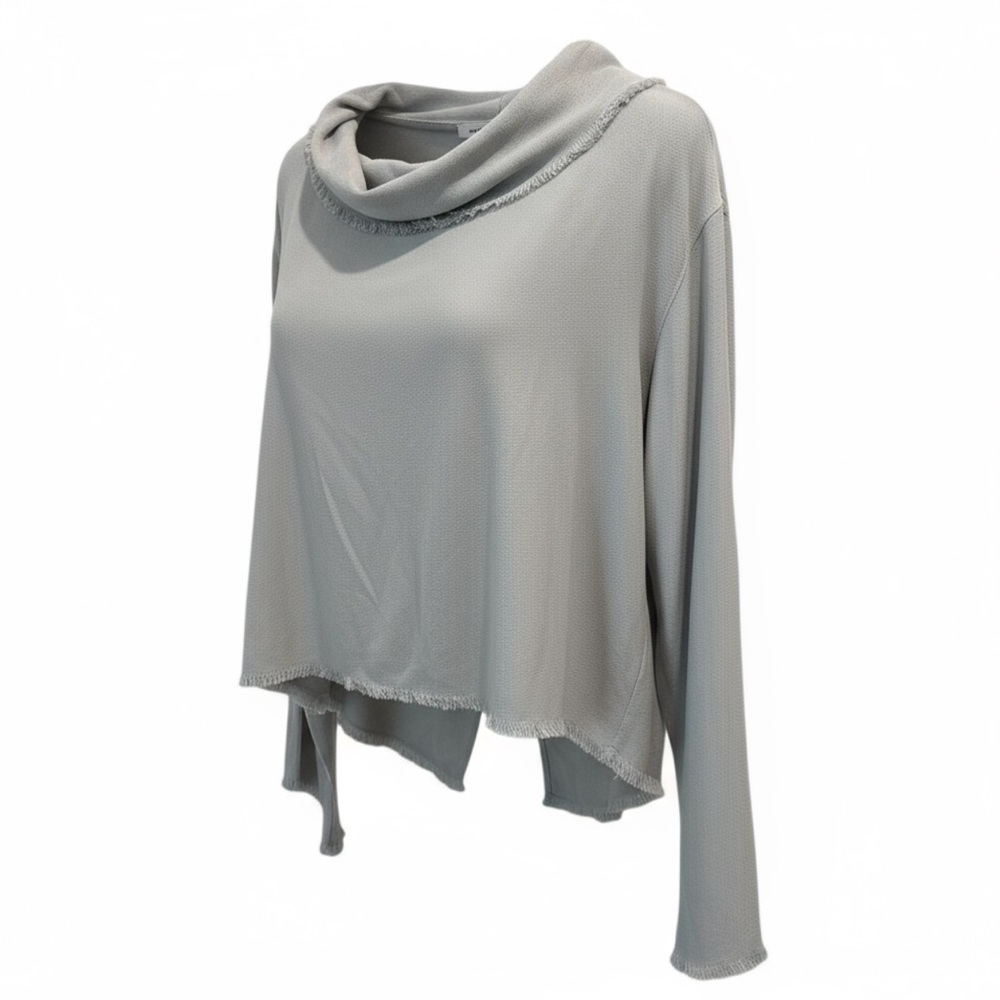 Cloth and Stone Silver Fringed Fabric top with cowl neck draped size small